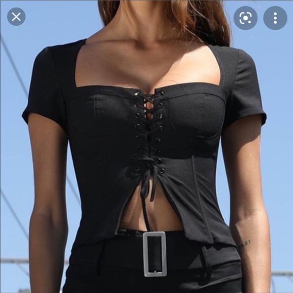 IAMGIA EVITA LACEUP TOP IN BLACK XS - Picture 5 of 6